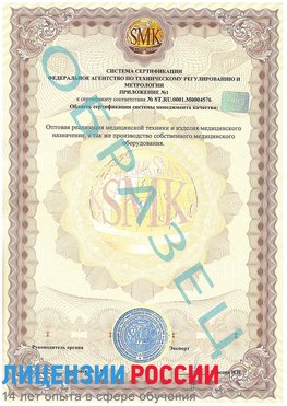 Образец сертификата соответствия (приложение) Новониколаевский Сертификат ISO 13485